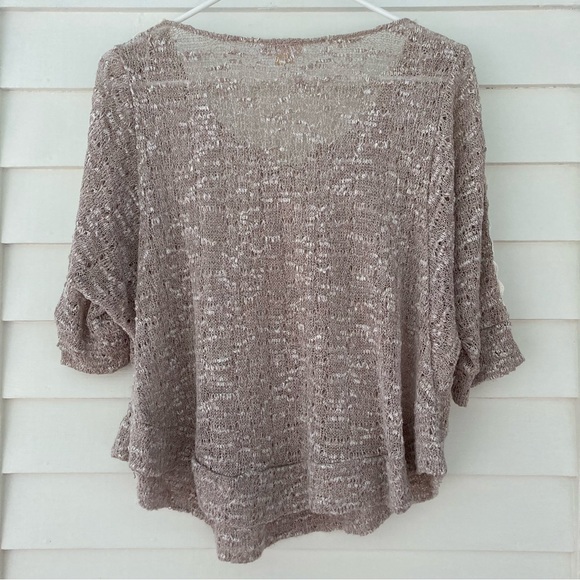 Anthropologie | Meadow Rue Taupe and Cream Lace Detail Sweater Size Small - Picture 2 of 11